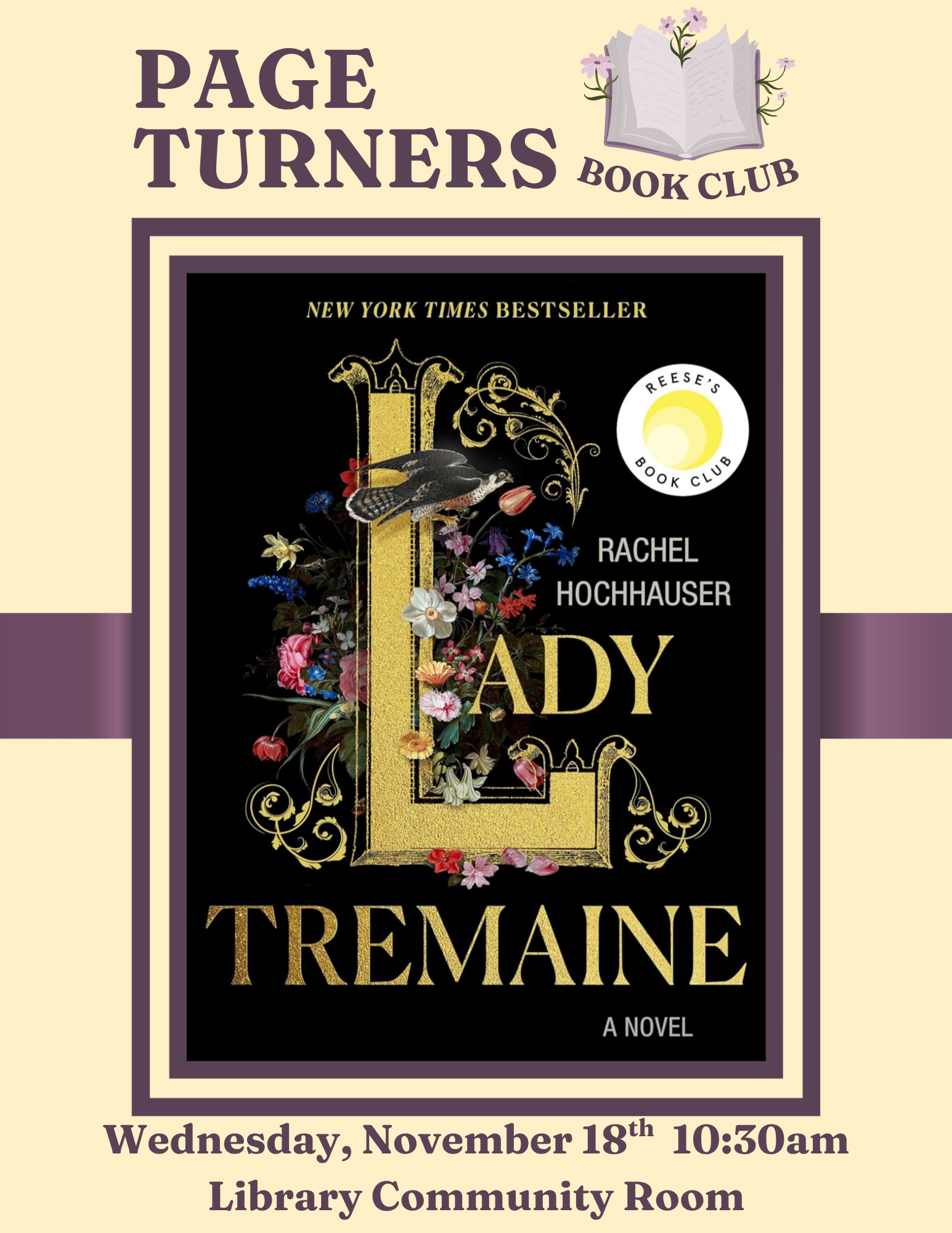 Page Turners Book Club Flyer: Lady Tremaine by Rachel Hochhauser
