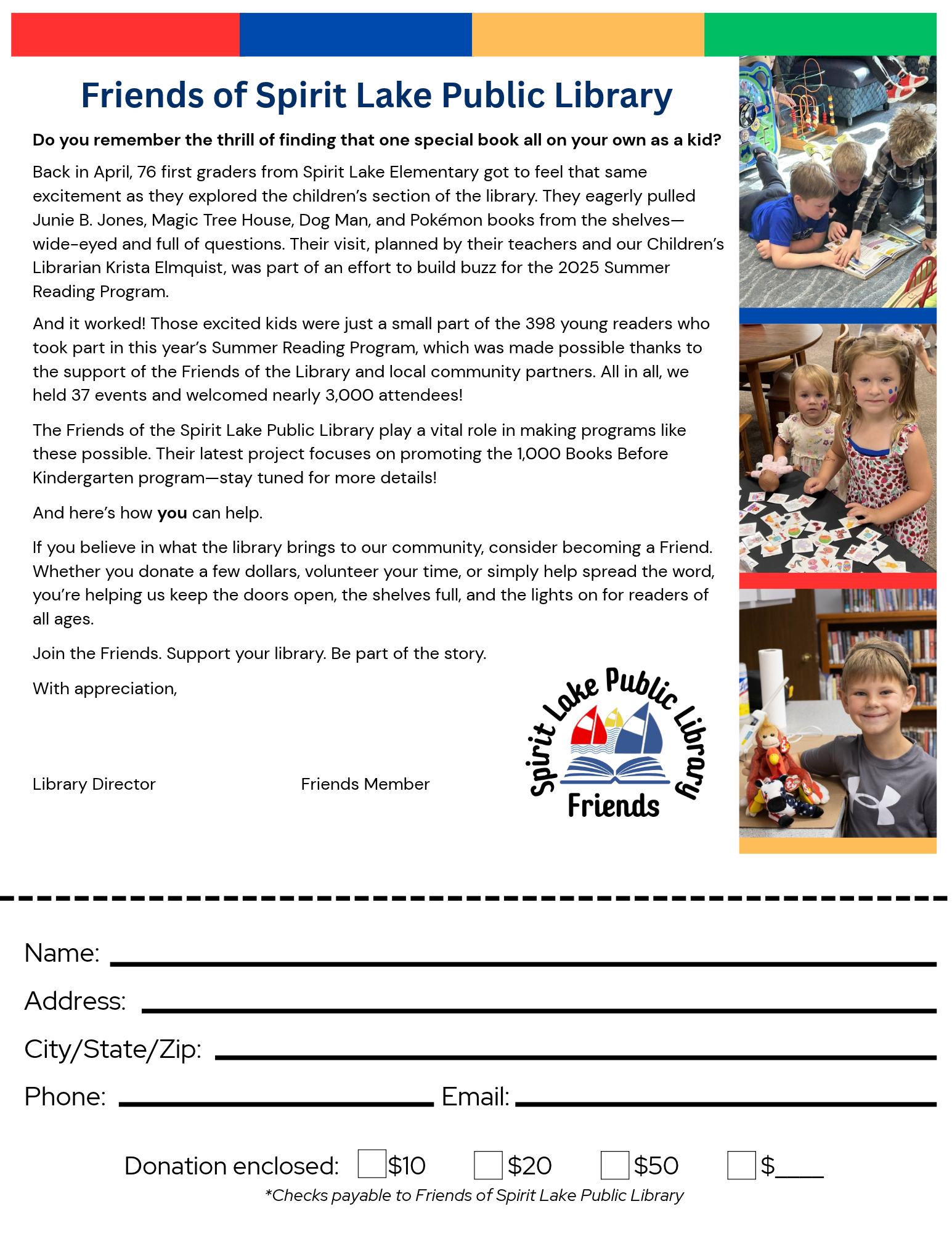 Friends of the Spirit Lake Public Library Application