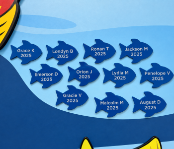 Fish name plates for 1,000 Books Before Kindergarten